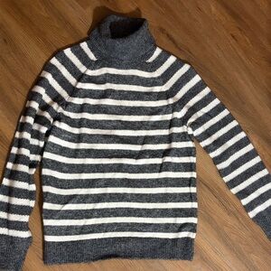LOFT Charcoal and White Knit Sweater